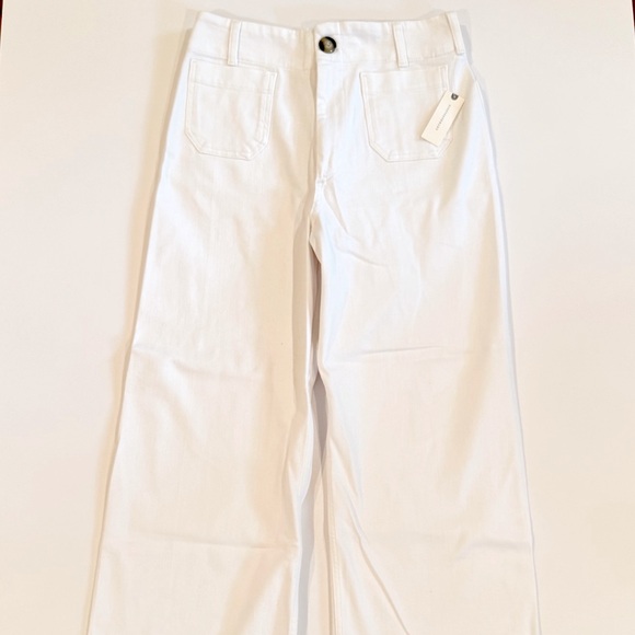 NWT Maeve By Anthropology The Colette Crop Wide-Leg White Jeans - Picture 5 of 13